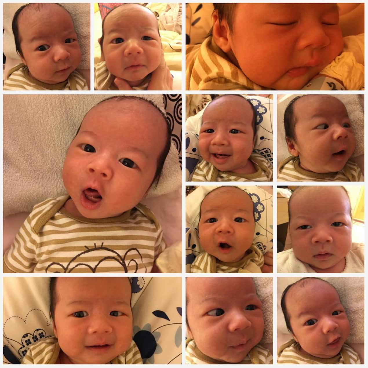 Instagram 九宮格：剛出生的兒子，各種角度的表情特寫
